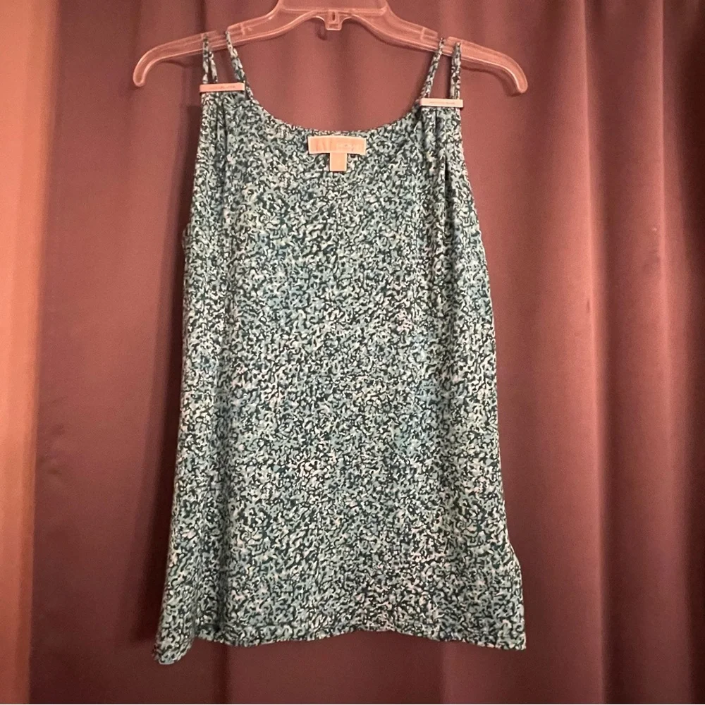 Michael Kors Sleeveless Teal Pattern Dual Spaghetti Strap Top Size M